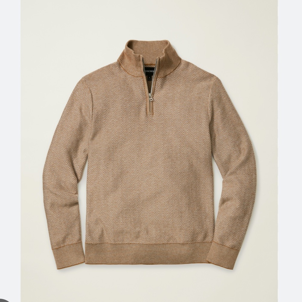 Bonobos Beige Cotton Cashmere Zip Sweater